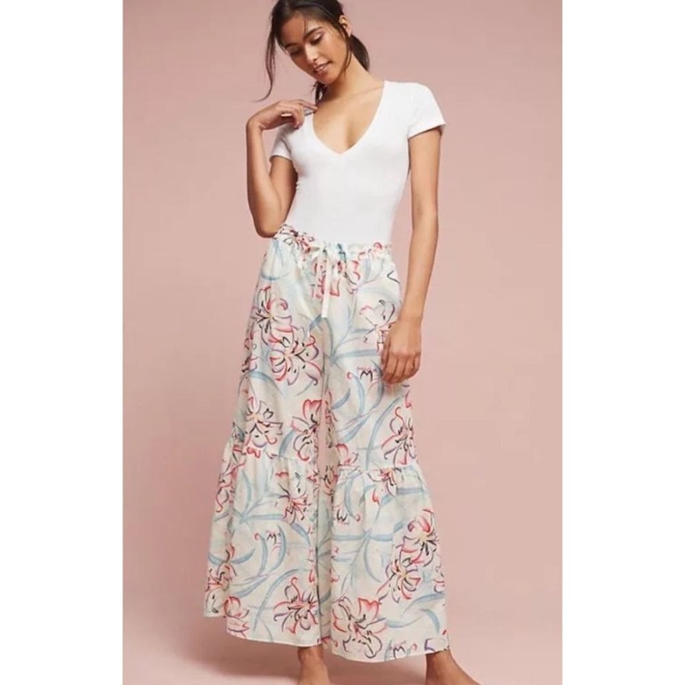 Floreat wide leg floral ruffled lounge pants
